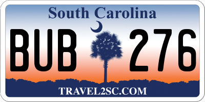 SC license plate BUB276
