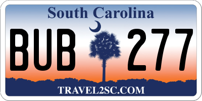SC license plate BUB277