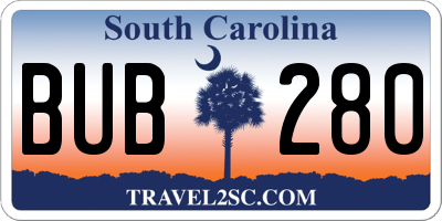 SC license plate BUB280