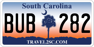 SC license plate BUB282