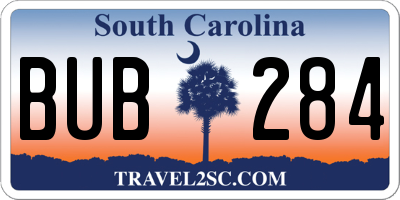 SC license plate BUB284