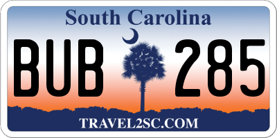 SC license plate BUB285