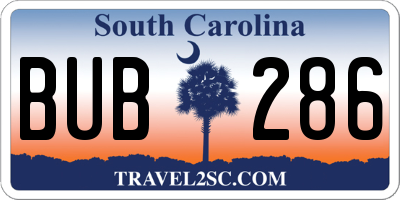 SC license plate BUB286
