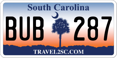 SC license plate BUB287