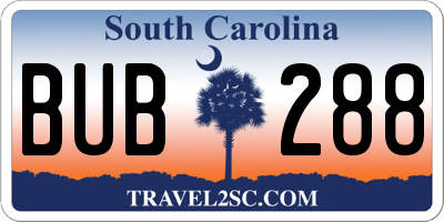 SC license plate BUB288