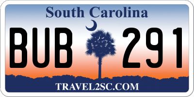 SC license plate BUB291