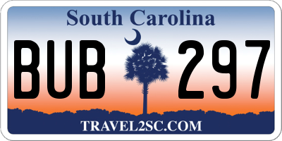 SC license plate BUB297
