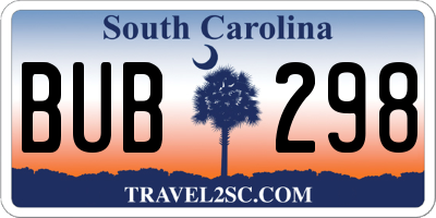 SC license plate BUB298
