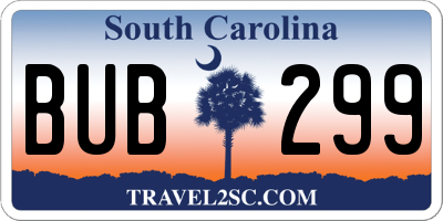 SC license plate BUB299
