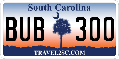 SC license plate BUB300