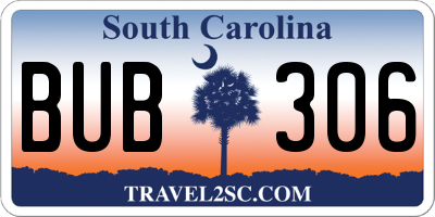 SC license plate BUB306