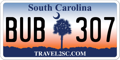SC license plate BUB307