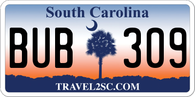 SC license plate BUB309