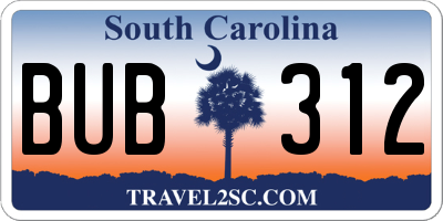 SC license plate BUB312