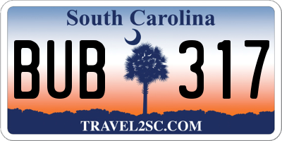 SC license plate BUB317