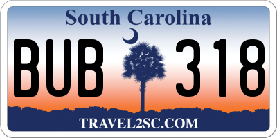 SC license plate BUB318
