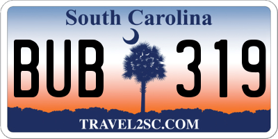 SC license plate BUB319