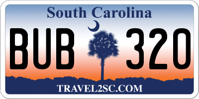 SC license plate BUB320
