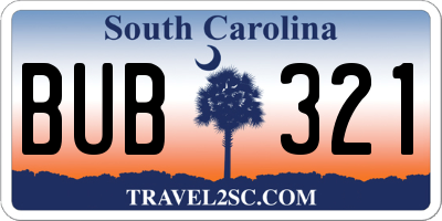 SC license plate BUB321