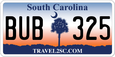 SC license plate BUB325