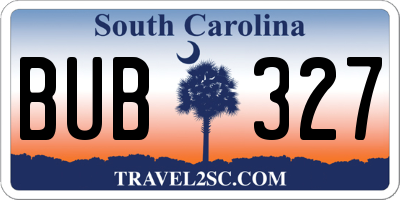 SC license plate BUB327