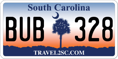 SC license plate BUB328