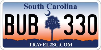 SC license plate BUB330