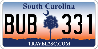SC license plate BUB331