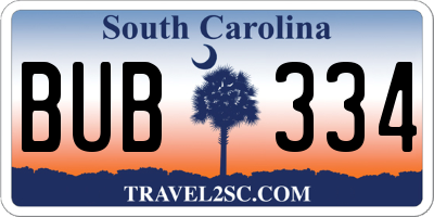 SC license plate BUB334
