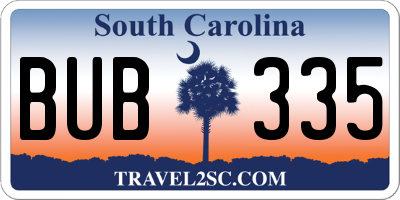 SC license plate BUB335