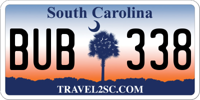 SC license plate BUB338