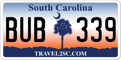 SC license plate BUB339