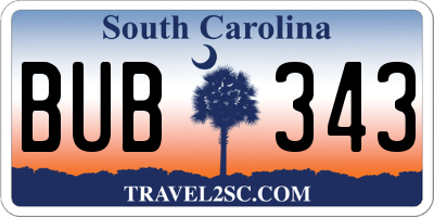 SC license plate BUB343