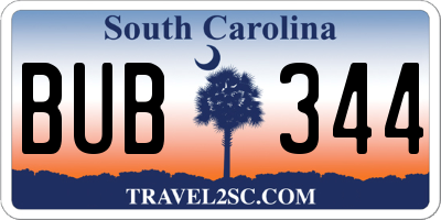 SC license plate BUB344