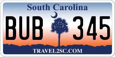 SC license plate BUB345