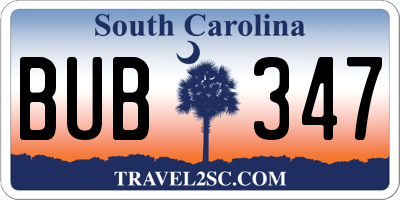 SC license plate BUB347