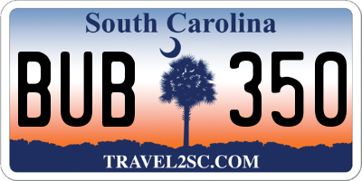SC license plate BUB350