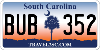 SC license plate BUB352