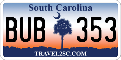 SC license plate BUB353