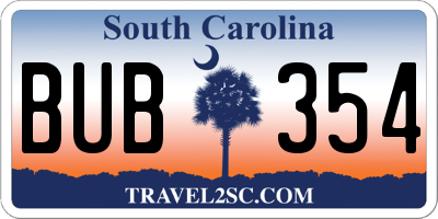 SC license plate BUB354