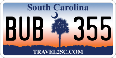 SC license plate BUB355