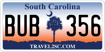 SC license plate BUB356