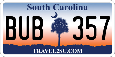 SC license plate BUB357