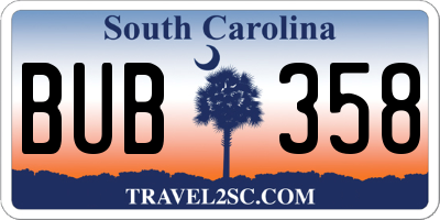 SC license plate BUB358