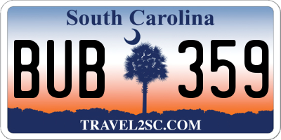 SC license plate BUB359