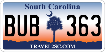 SC license plate BUB363