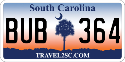 SC license plate BUB364