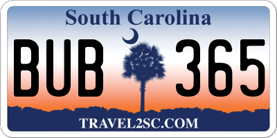 SC license plate BUB365
