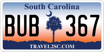 SC license plate BUB367