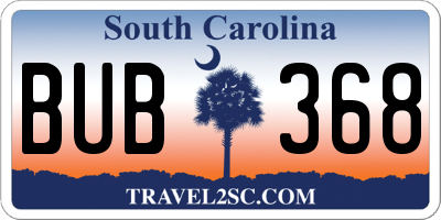 SC license plate BUB368